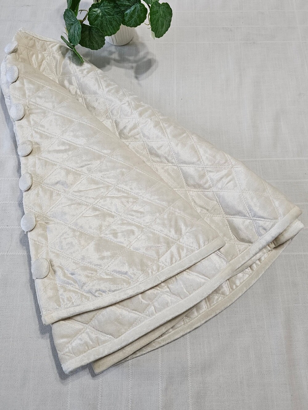 Ivory Cream Quilted Christmas Tree Skirt – Approx. 47"